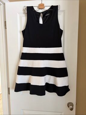 Dresses Black & White Striped Fit-and-Flare